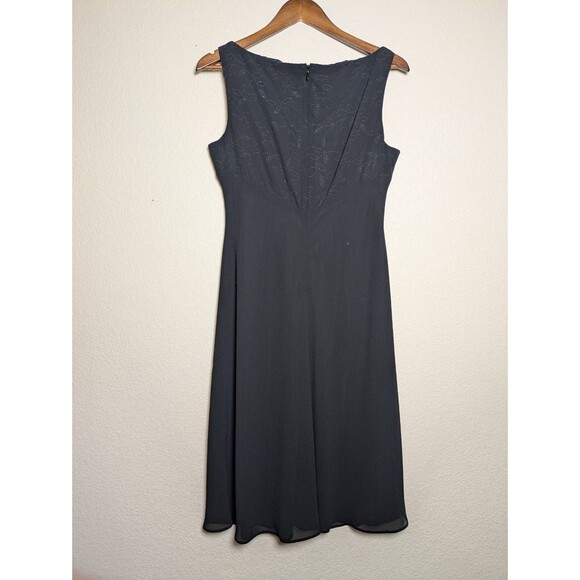 Black Sleeveless Chiffon Midi Dress Size 10 Goth Dark Fairy Romantic Evening LBD - Picture 5 of 7